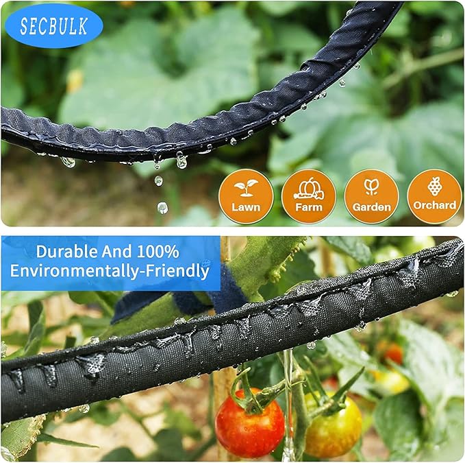 2025 Flat Soaker Hose 200 ft with Stakes for Garden, 50ft x 4 Linkable Drip Hose Diy Garden Irrigation System Saving 80% Water, Dual-layer Leak-free Design Water Hose with Holes