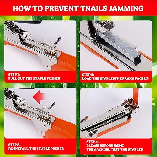 Plant Tying Machine Taper Tool Garden Plant Tape Tool for Grapes, Raspberries, Tomatoes and Vining Vegetables, Comes with 21Rolls of Tapes and 1 Box of Staple (Orange)