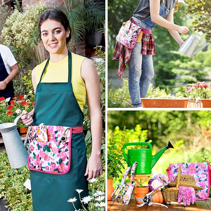 Gardening Gifts for Women,3 PCS Floral Print Gardening Tools Pink Include Hand Rake,Pruner and Trowel, Pink Exquisite Packaging Garden Gifts for Mom and Ladies