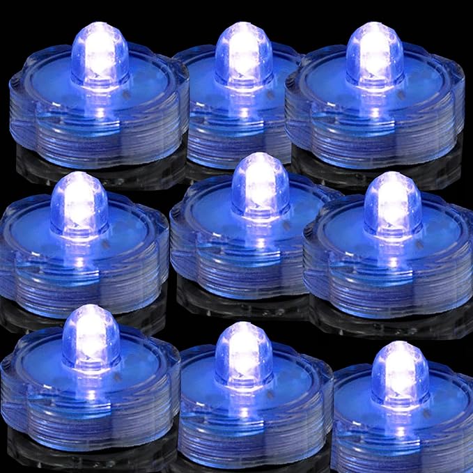 Bright LED Floral Tea Light Vase Submersible Lights for Party Wedding (Blue, 30 Pack)