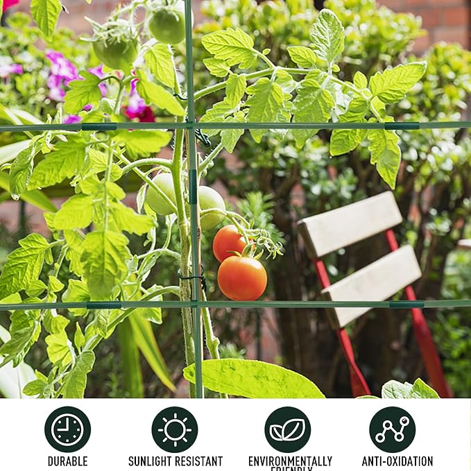 Xiny Tool 126pcs Garden Stakes Set, Includes 50Pack 17" Garden Poles, Tomato Climbing Plant Trellis Plant Climbing Frame for Vegetables Cucumber Fences Beans Outdoor Gardening (Green, 25 Pack)