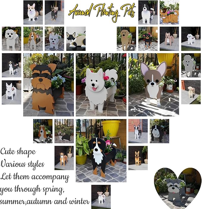 Yorkshire Dog Planter Plant Pots,Cute Garden Dog Flower Planter,Dog Planters Birthday Gifts for Women,Office,Indoor/Outdoor Decor(9.45 * 7.76 * 12.13in)