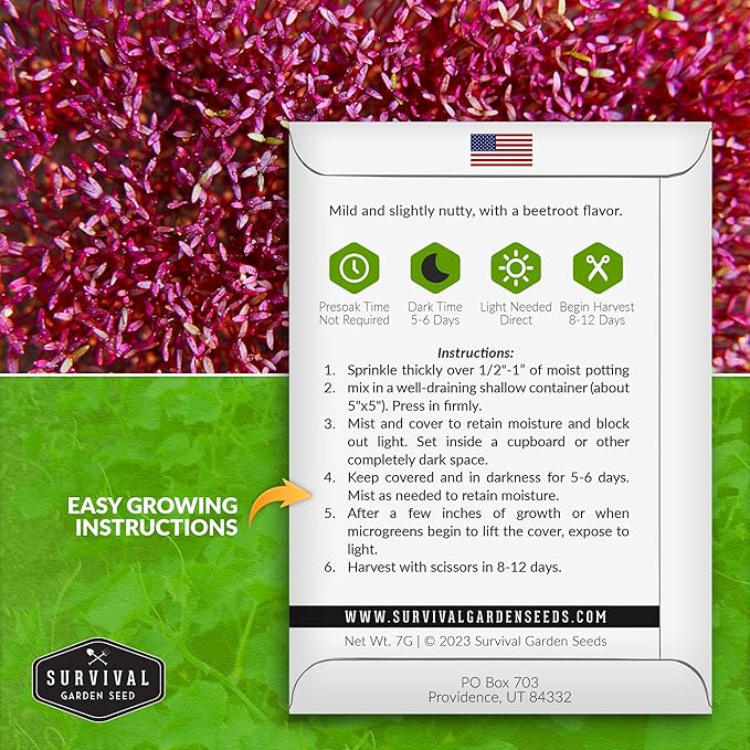 5 Packs Amaranth Microgreens Seeds for Planting and Growing - Plant Green Leafy Micro Vegetable Plants Indoors - Grow A Mini Windowsill Garden - Non-GMO Heirloom - Survival Garden Seeds