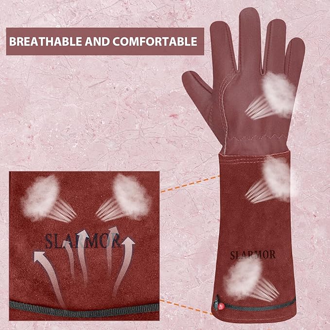Long Gardening-Gloves Women/Men-Thorn proof Rose Pruning Heavy Duty Gauntlet-L