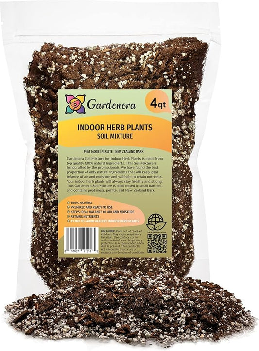Soil Mixture for Indoor Herb Planters - Specially Blended Soil Mixture for Planting and Growing Indoor Kitchen Herbs Indoors, Indoor Herb Garden, Herb Growing Soil Mixture - 4 Quart Bag