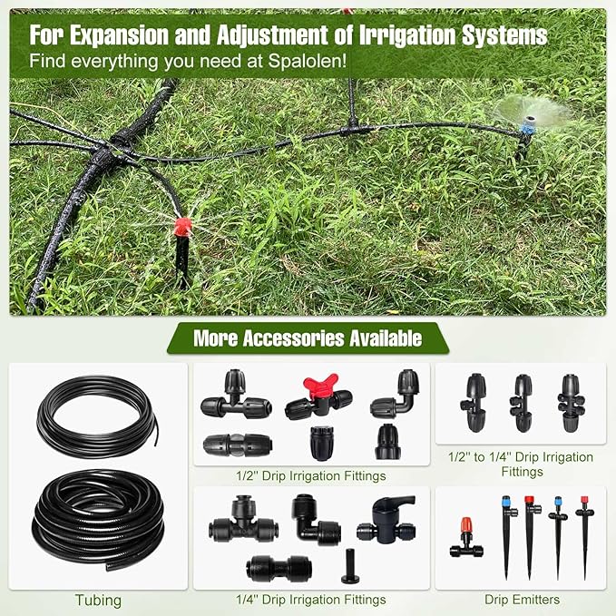 4 Pack 1/2'' to 1/4'' Drip Irrigation Fittings, Push-to-Fit 6 Way Drip Irrigation Part Barbed Tee Connectors, Anti-Leak Locked Splitter Fitting for 1/2" Irrigation Tubing (0.6''-0.67''OD)