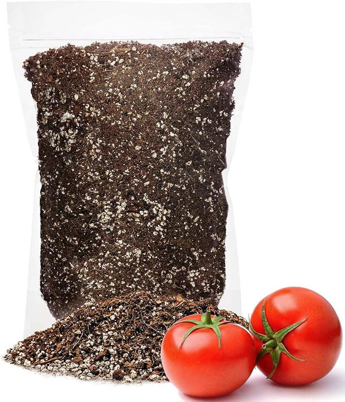 Premium Organic Soil Mix for Tomatoes - Formulated to Promote Root Growth, Fruit Development and Optimal Drainage - 4 Quart