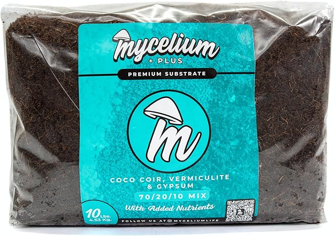 Mycelium Plus CVG Substrate with Proprietary Blend - Organic CVG with Cultivation Enhancer - Ideal for High Yield Dung-Loving Mushroom Cultivation - Sterilized 10LB Bag for Beginners & Pros