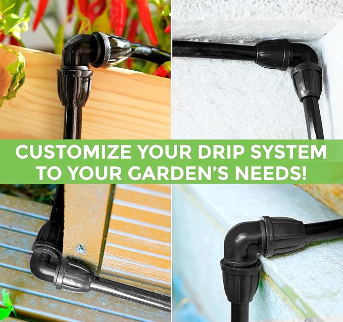 CARPATHEN Drip Irrigation Elbow Fittings 5/16-5 Pcs Drip Irrigation Connectors for Drip Irrigation Tubing (.42" OD x .30" ID) - Irrigation Parts for Drip Irrigation System