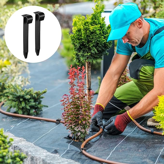 Pangda 100 Pack 1/2 Inch Irrigation Tubing Hold Down Anchor Stakes, 3/4 x 4.33 Inch Drip Tubing, Anchor for Sprinkler Garden Landscaping