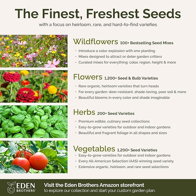 Eden Brothers Singin the Blues Wildflower Mixed Seeds for Planting, 1/4 lb, 120,000+ Seeds with Blue Flax, Lupine, Chicory, Attracts Pollinators, Plant in Spring or Fall, Zones 3, 4, 5, 6, 7, 8, 9, 10