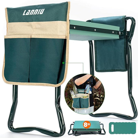 Garden Kneeler and Seat, Foldable Garden Stool, Heavy Duty Garden Chair for Kneeling and Sitting, Gardening Gifts for Women, Grandparents, Seniors, Mom & Dad