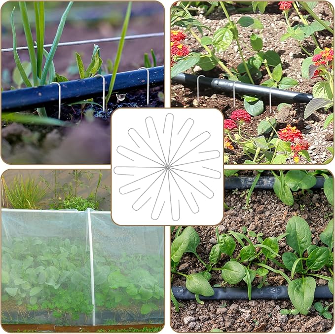 110/200pcs Irrigation Drip Tubing Landscape Staples J Shape Lawn Stakes 5 inch Length Drip Anchors Landscape Pins for Drip Tubing (110)
