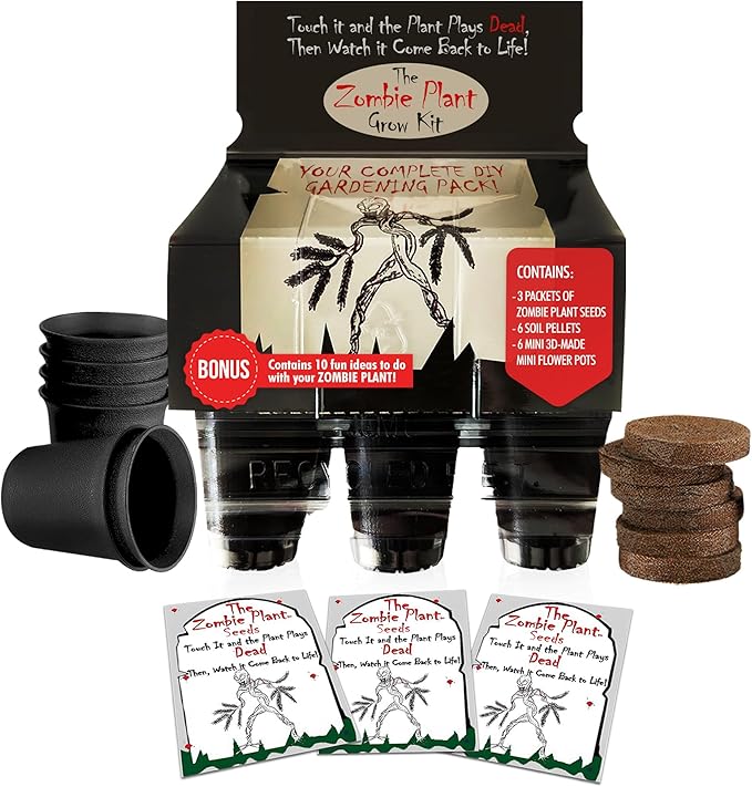 Zombie Plant Greenhouse Grow KIT- (Touch It and It Plays Dead!) Unique Nature Kit- Grow a House Plant That Plays Dead When You Touch It! Comes Back to Life in Minute. Fun STEM and Classroom Activity!