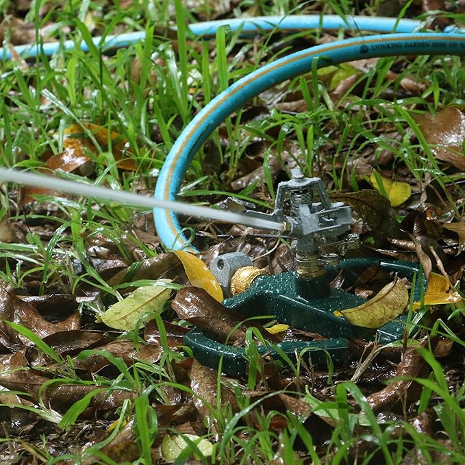 STYDDI Sprinklers for Yard, Metal Impact Sprinkler with Metal Base, Heavy Duty Adjustable Circular Impulse Lawn Sprinkler for Medium to Large Lawn, Yard and Areas, Water Coverage up to 5,800 Sq. Ft