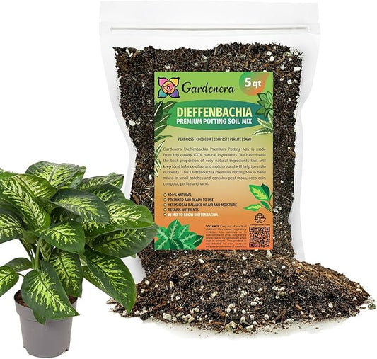 Premium Dumb Cane Potting Soil Mix - Ideal Blend for Growing Robust and Healthy Dumb Cane Plants - 5 Quart