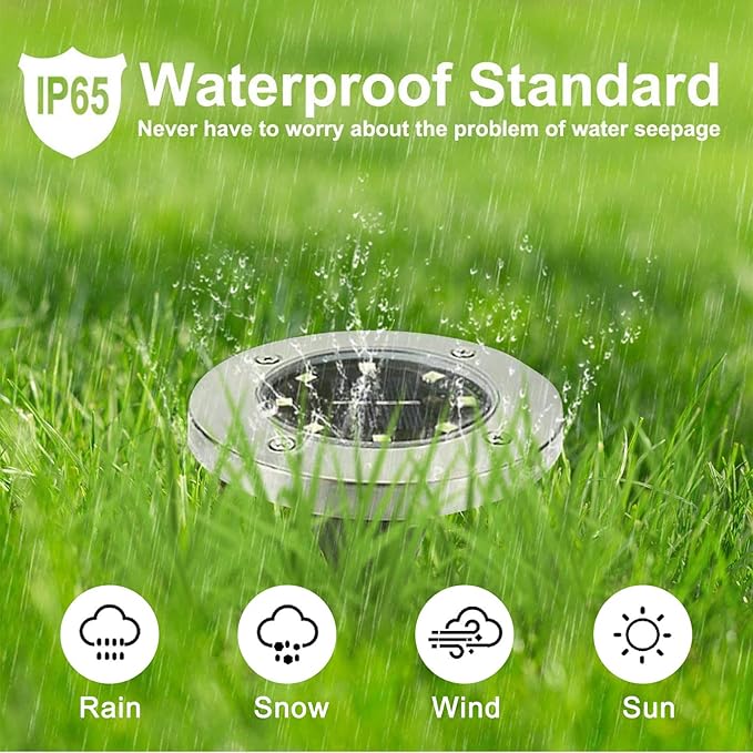 Solar Ground Light, Waterproof Solar Garden Lights, Upgraded Outdoor Garden Waterproof Bright in-Ground Light, Landscape Lights for Pathway,Yard,Deck,Lawn,Patio,Walkway (16 Pack White Light)