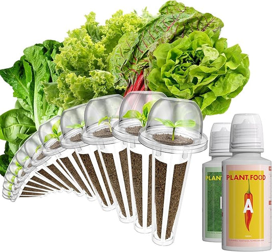 LYKOCLEAN Salad Greens Seeds Pods for AeroGarden, idoo Hydroponics, 12-pods 350+ Seeds(Include American Fast Lettuce,Paris Island Lettuce,Cauliflower, Spinach,Buttercrunch Lettuce,Cabbage)