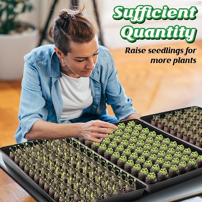300 Pcs Peat Pellets for Seedling - 30mm Seeds Plant Starter Plugs, Compressed Fiber Garden Soil Block with 300 Labels, Plant Pods Bulk for Transplanting Herbs Flowers Vegetables