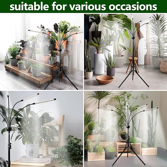 KEELIXIN Grow Lights for Indoor Plants (White), 5-Head Adjustable LED Plant Lights, Full Spectrum Lamp with Timer for Various Plants
