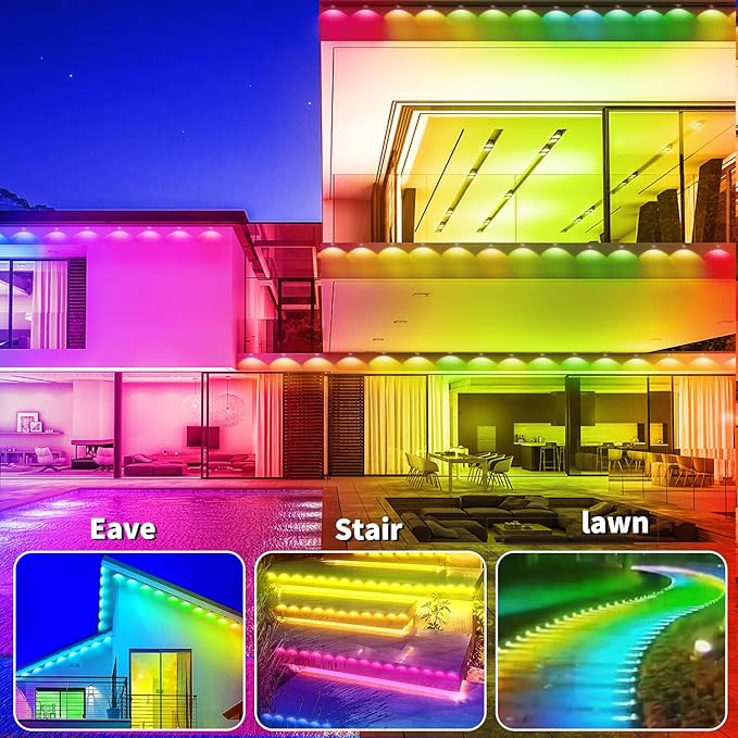 Permanent Outdoor Lights,200ft RGB Eave Lights with App Control Remote,IP67 Waterproof LED Light,Music Sync Outside Light for House,Halloween,Roof,Garden,Christmas Decorations