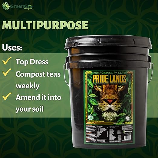 Pride Lands Veg Premium Organic Dry Top Dress Fertilizer for The Vegetative Cycle, Bigger Buds and Healthier Plants with Our Complete Veg Food, Safe for Plants You Consume, 10 lb
