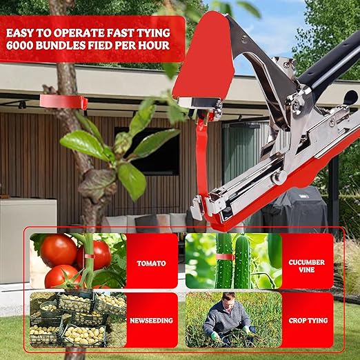 Plant Tying Machine Taper Tool Garden Plant Tape Tool for Grapes, Raspberries, Tomatoes and Vining Vegetables, Comes with 21 Rolls of Tapes and 1 Box of Staple (Green)