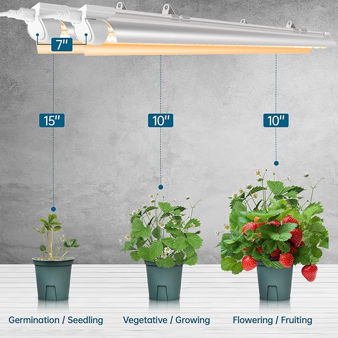 Barrina Grow Light Bulb, 96W(4 x 24W), Full Spectrum 2FT LED Grow Light, V-Shape T8 LED Grow Light Strips, Plant Lights for Indoor Plants, 4-Pack