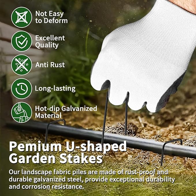 6 Inch Galvanized Garden Landscape Staples Stakes, Heavy Duty Anti Rust Stakes U-Shaped Weed Barrier Fabric Stakes for Holding Fence Ground Cover Artificial Turf Soaker Hose Dripper Irrigation (30)