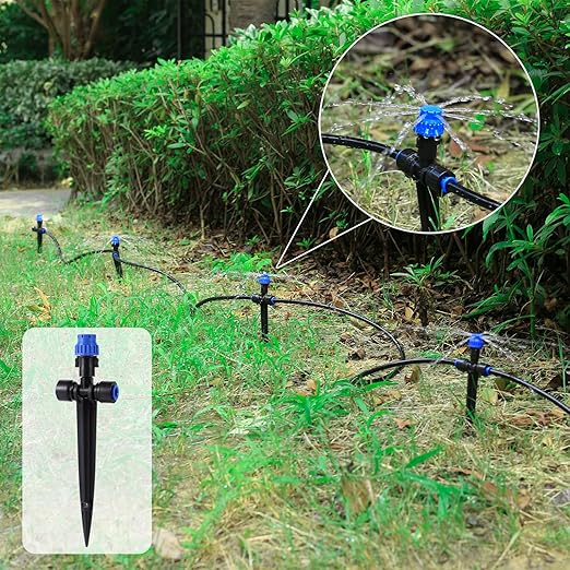 Drip Irrigation Emitters,with Adjustable 360 Degree Water Flow Drippers Emitters Push-to-Fit for 1/4 inch Tubing Garden Drippers Emitters for House Garden Watering System(12pcs- Drip)