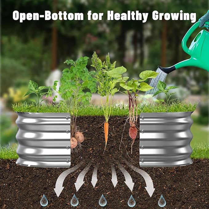 Raised Garden Bed, 2×2×1ft Galvanized Steel Planter Boxes, Heavy Duty Outdoor Raised Garden Bed Planter Kit for Gardening, Rustproof Garden Beds for Vegetables, Fruits, Flower Grow