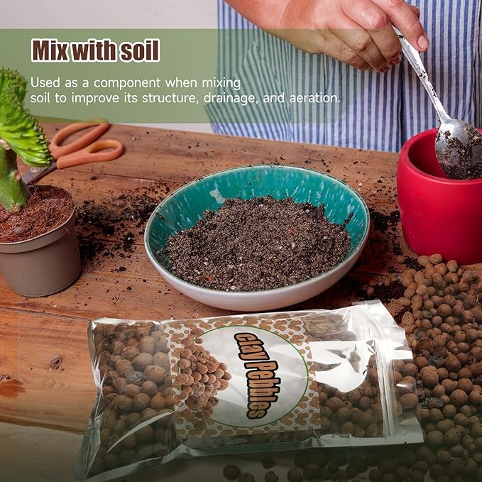 4.4 LB Clay Pebbles Leca Balls for Plants, hydroponic expanded Clay Pebbles, Ideal for Potted Planter Drainage Rocks Material