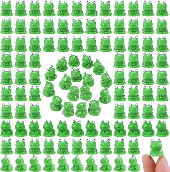 220 Pcs Mini Resin Frogs Green Plastic Miniature Tiny Figurines Tiny Frogs for Fairy Garden Moss Landscape DIY Craft Accessories Home Ornament and Dollhouse Birthday Party Favors