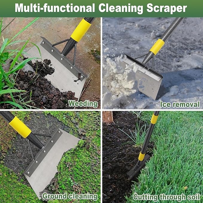Garden Cleaning Shovel, Multifunctional Flat Shovel with 78 Inch Adjustable Length Ergonomic Handle, Gardening Scraper Shovel for Weeding,Scraping,Ice Remove…