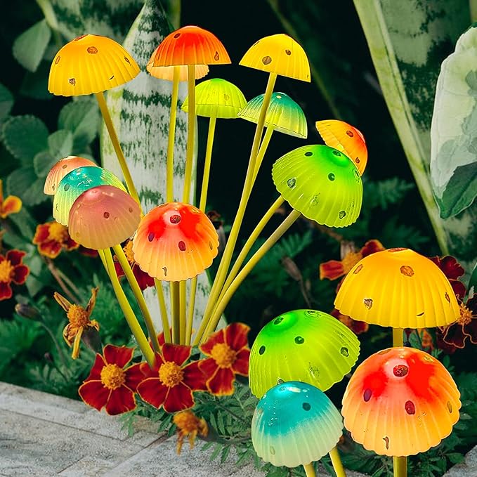 Kohlrabi Solar Garden Lights, 4 Pack Solar Mushroom Lights Outdoor, Upgraded 48LED Solar Mushroom Yard Decor Outside Waterproof, Garden Decor for Lawn Front Porch Patio Backyard, 6 Colors Mushroom