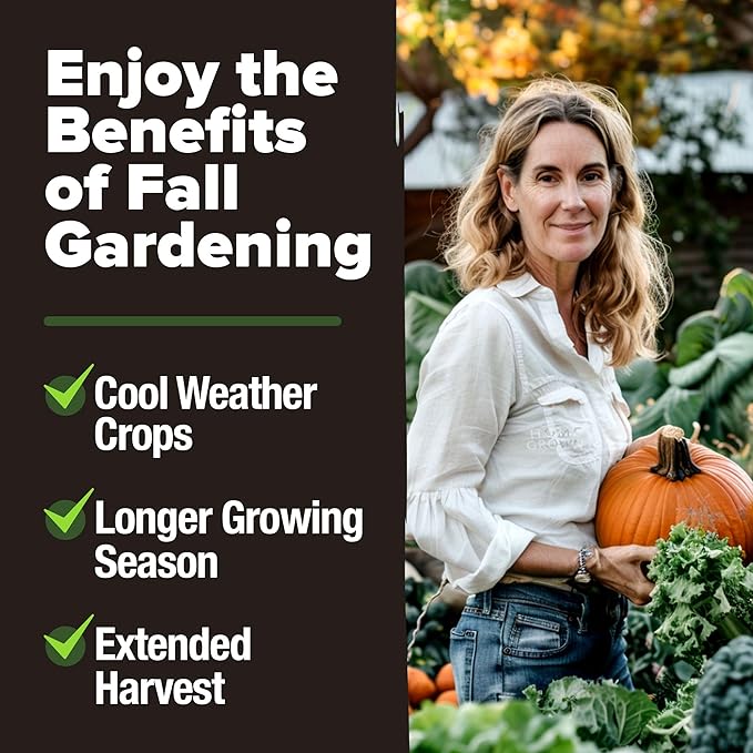 HOME GROWN 12 Fall Vegetable Seeds - USA Heirloom Non GMO Fall & Winter Vegetable Seeds for Planting Home Garden: Beets, Broccoli, Cabbage, Kale, Onion, Peas, Pumpkin, Turnip, Lettuce & More