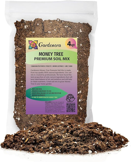 Money Tree Potting Soil, Soil Mix for Planting or Repotting Guiana Chestnut, Soil Blended to Properly Grow Money Tree Plants - (4 Quart Bag)