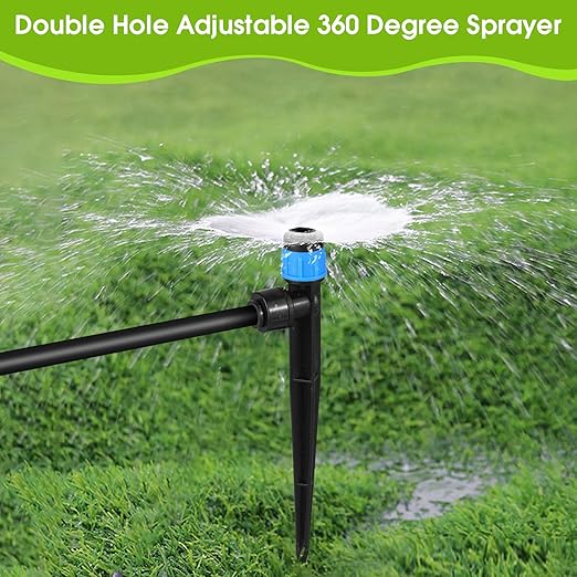 30 Pcs Drip Irrigation Emitters with Stake - Adjustable Drip Emitter Vortex for 1/4" Drip Line Irrigation Tubing - Drip Irrigation System Parts Drippers Sprinkler Heads for Garden Watering System-Blue