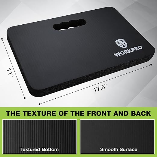 WORKPRO Extra Thick Kneeling Pad, 2-Pack, Soft Foam Cushioning for Knee, Large Foam Kneeler Mat for Gardening, Bathing Baby, Workout Supplies, 17.5 x 11 x 1.5 in, Black