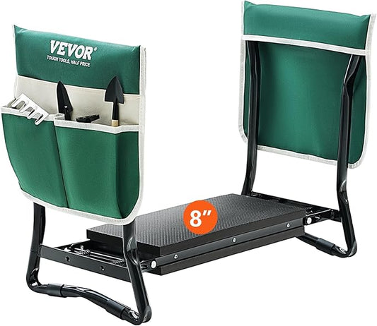 VEVOR Folding Garden Kneeler and Seat Heavy Duty, Widened 8" EVA Foam Pad, Portable Garden Stool with Tool Bags, Gardening Bench to Relieve Knee & Back Pain, Great Gifts for Seniors, Women, Parents
