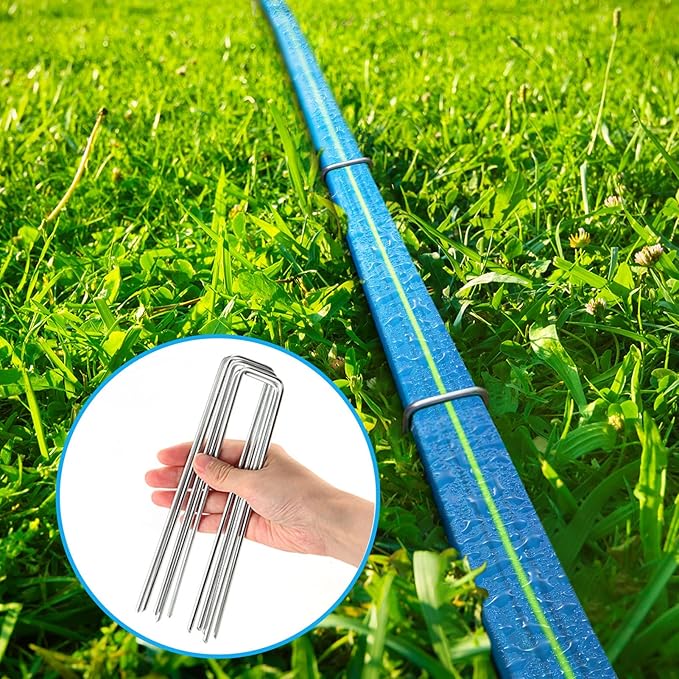 Sprinkler Hose 15FT, Heavy Duty Watering Hoses, Efficient Irrigation Tubing for Garden Lawn Sprinklers System with 10 Pack Staples