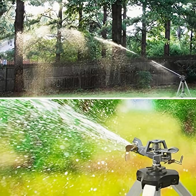 YAMATIC Impact Sprinkler on Adjustable Tripod Base, 360 Degree Large Area, Heavy Duty Adjustable Pulsator Sprinkler for Lawn, Yard and Grass Irrigation, Spray up to 20-90ft(36inch)