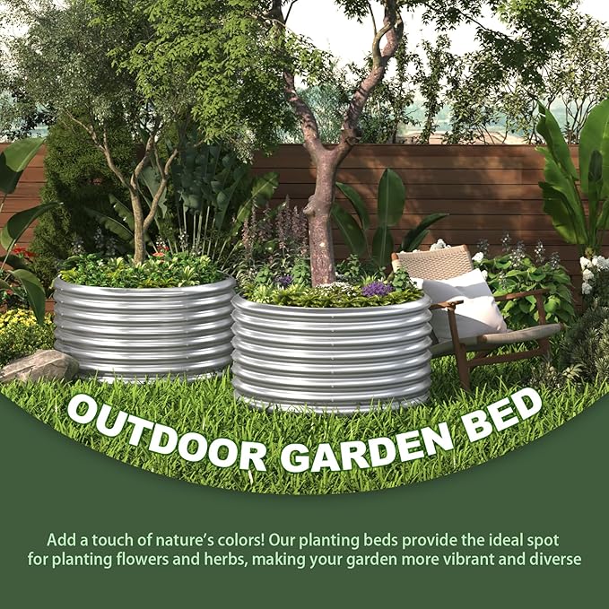3 Pack 3×3×2ft Galvanized Raised Garden Bed Outdoor, Metal Garden Bed for Vegetables, Above Ground Garden Box for Flower, Steel Raised Beds for Gardening