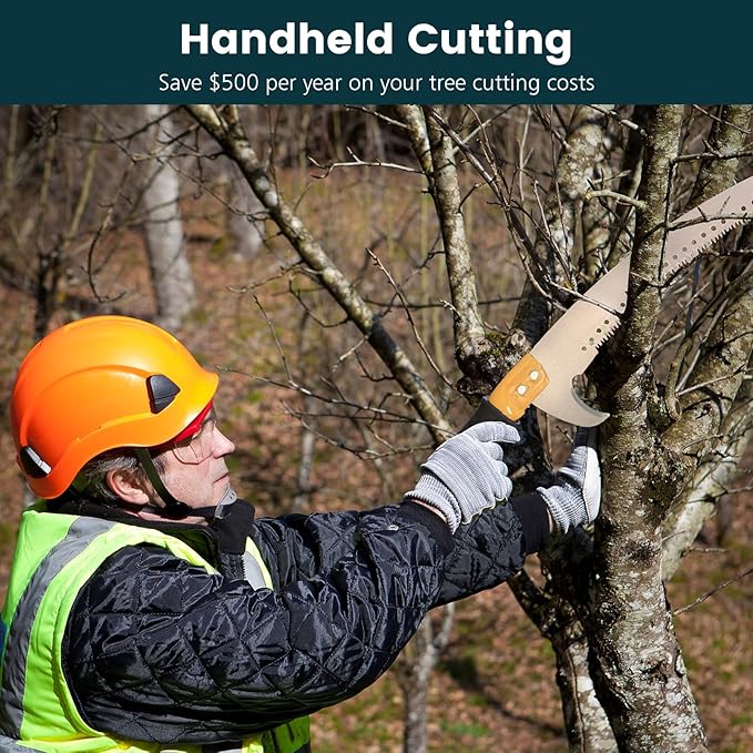 Manual Pole Saws for Tree Trimming 27 FT, [Ultra Sturdy] Tree Trimmers Long Handle Pruner with Thickened Saw Blade and Scissor, Palm Tree Trimmer for Backyard and Garden, Branch Cutter Pole Saw