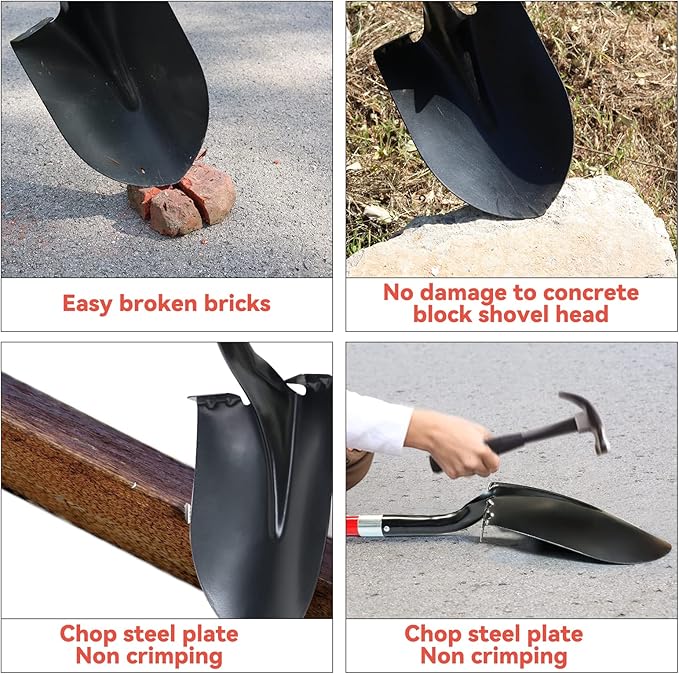 Shovel for Digging, 56 Inches Heavy Duty Shovel for Gardening, Round Shovel for Digging with Fiberglass Handle (Green)