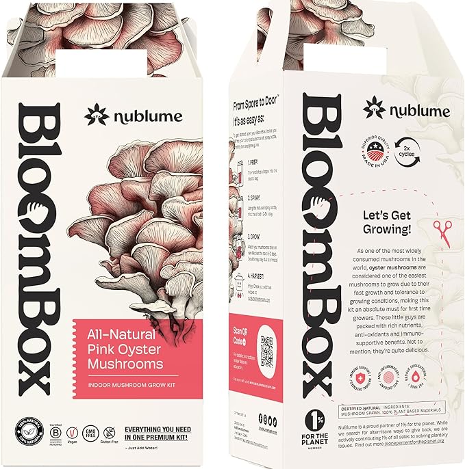 Pink Oyster Mushroom Grow Kit, Grow Your Own Fresh Gourmet Mushrooms at Home, Includes Instructions and Recipes (Pink Oyster)
