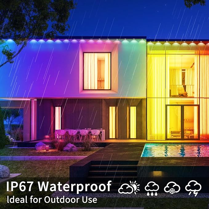Permanent Outdoor Lights,200ft RGB Eave Lights with App Control Remote,IP67 Waterproof LED Light,Music Sync Outside Light for House,Halloween,Roof,Garden,Christmas Decorations