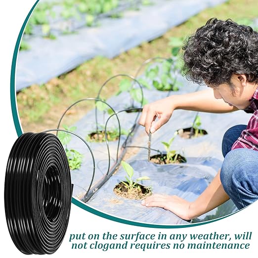 Yaomiao 984 ft Drip Irrigation Hose 1/4 Inch Blank Distribution Tubing Drip Irrigation Drip Line Watering Drip Automatic Irrigation Equipment Set for Garden Flower Bed Greenhouse Flower (Black)