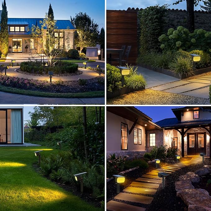 Solar Spot Lights Outdoor Motion Sensor with 3 Modes, [ 2 Pack ] Solar Spotlights Outdoor Waterproof 2-in-1 Auto On/Off Solar Landscape Lighting for Outside Yard Wall Garden Pathway, Warm White