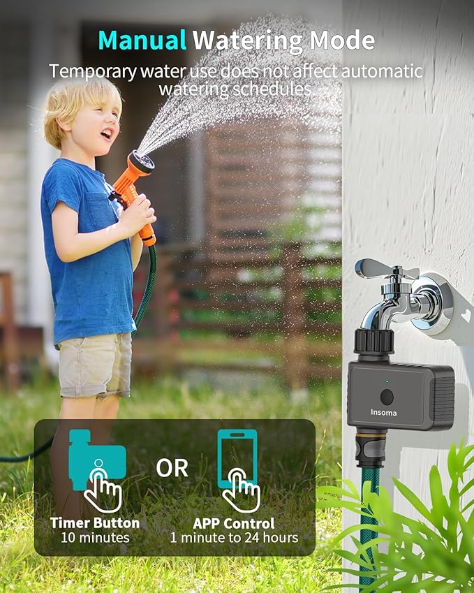 WiFi Water Timer 1 Zone, Smart Sprinkler Timer, WiFi Hose Timer for Garden Faucet, Irrigation Controller w/WiFi Hub, Up to 20 Watering Plans, App/Voice Control Work with Alexa and Google Assistant